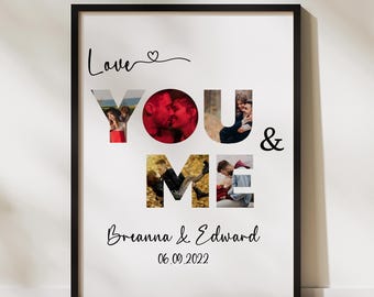 Couples Photo Collage Art Print, Personalized Anniversary Gift