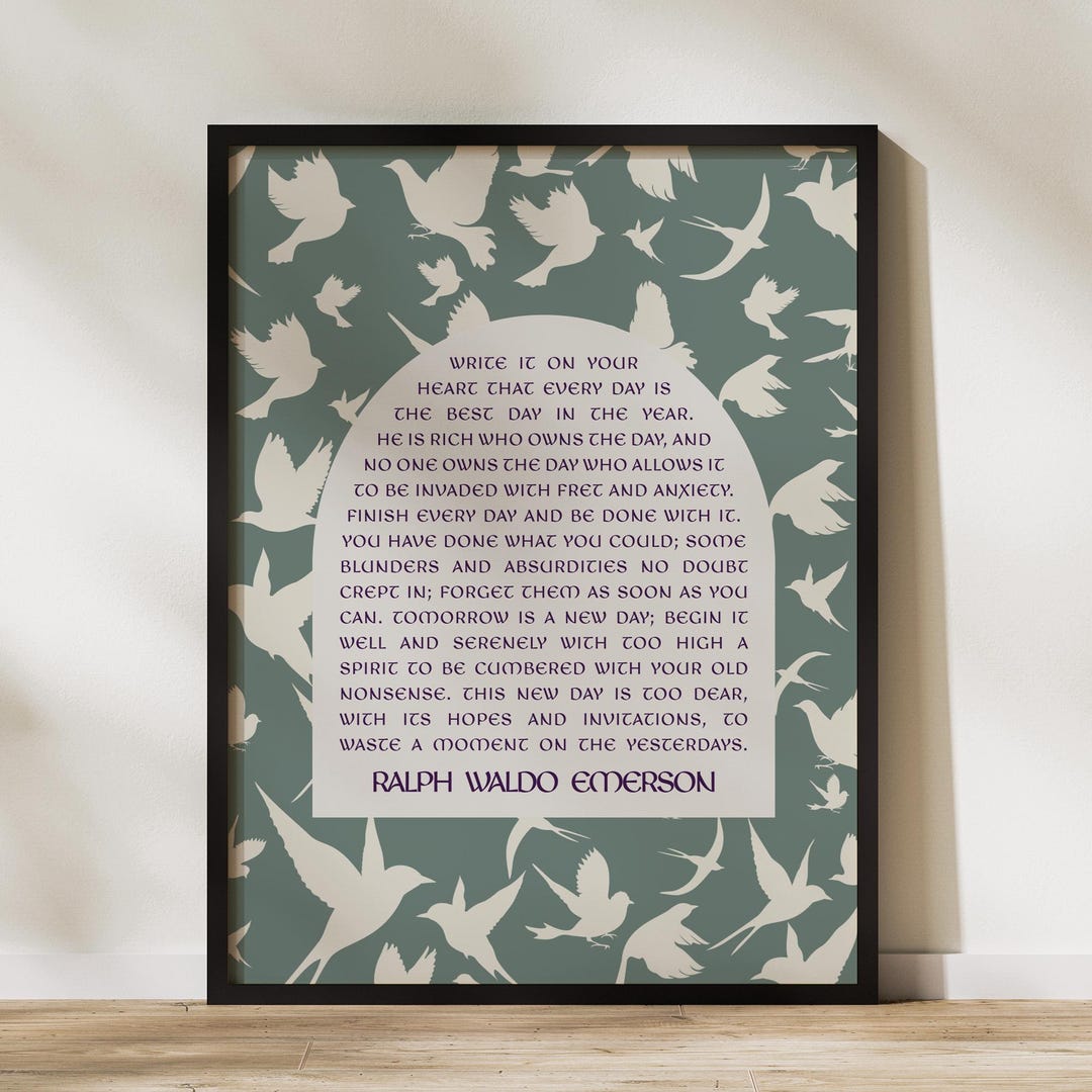Write It on Your Heart Framed Art, Ralph Waldo Emerson Quote Print ...