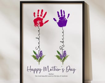 Mother's Day Hand Art Print, Floral Home Decor