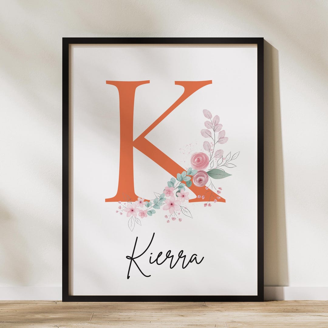 Colorful Name Frame Custom Name Floral Frame, Colorful Framed Art, Flower Art Print ...
