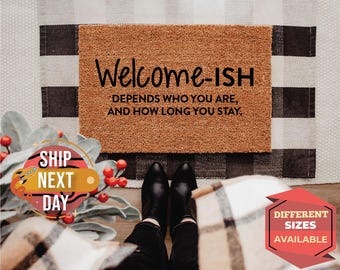 Welcome-Ish Coir Doormat, Sarcastic Home Decor
