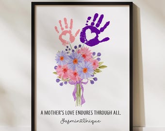 Handprint Bouquet Framed Art, Mother's Keepsake Gift