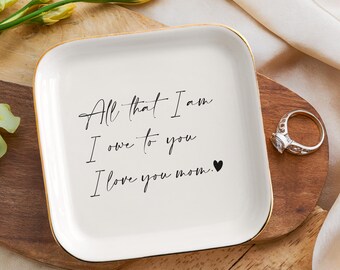 Custom Quote Trinket Dish, Ring Dish for Mom, Jewelry Holder, Ceramic Dish, Personalized Text Gift, Colorful Prints, Cute Gift for Mom