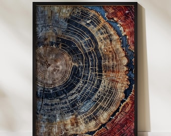 Abstract Tree Ring Framed Art, Minimalist Poster Frame, Living Room Wall Decor, Housewarming Gift, Modern Wall Art, Home Decorations