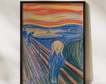 The Scream Painting Frame, Edvard Munch Art, Vintage Artwork Decor