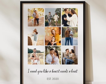 Photo Frame for Couples, Custom Photo Collage Framed Art, Anniversary Gift, Newlywed Picture Frame, Personalized Gift, Romantic Gift