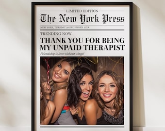 Custom Newspaper Framed Art, Newspaper Design Photo Frame, Dorm Decor, Best Friend Gift, Trendy Wall Art, Personalized Gift, Unique Gift