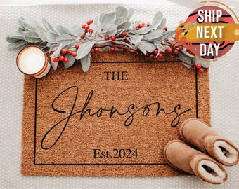 Personalized Family Name Doormat, Custom Family Welcome Mat, Wedding Gift, Family Name Doormat, Custom Door Mat, Personalized Doormat