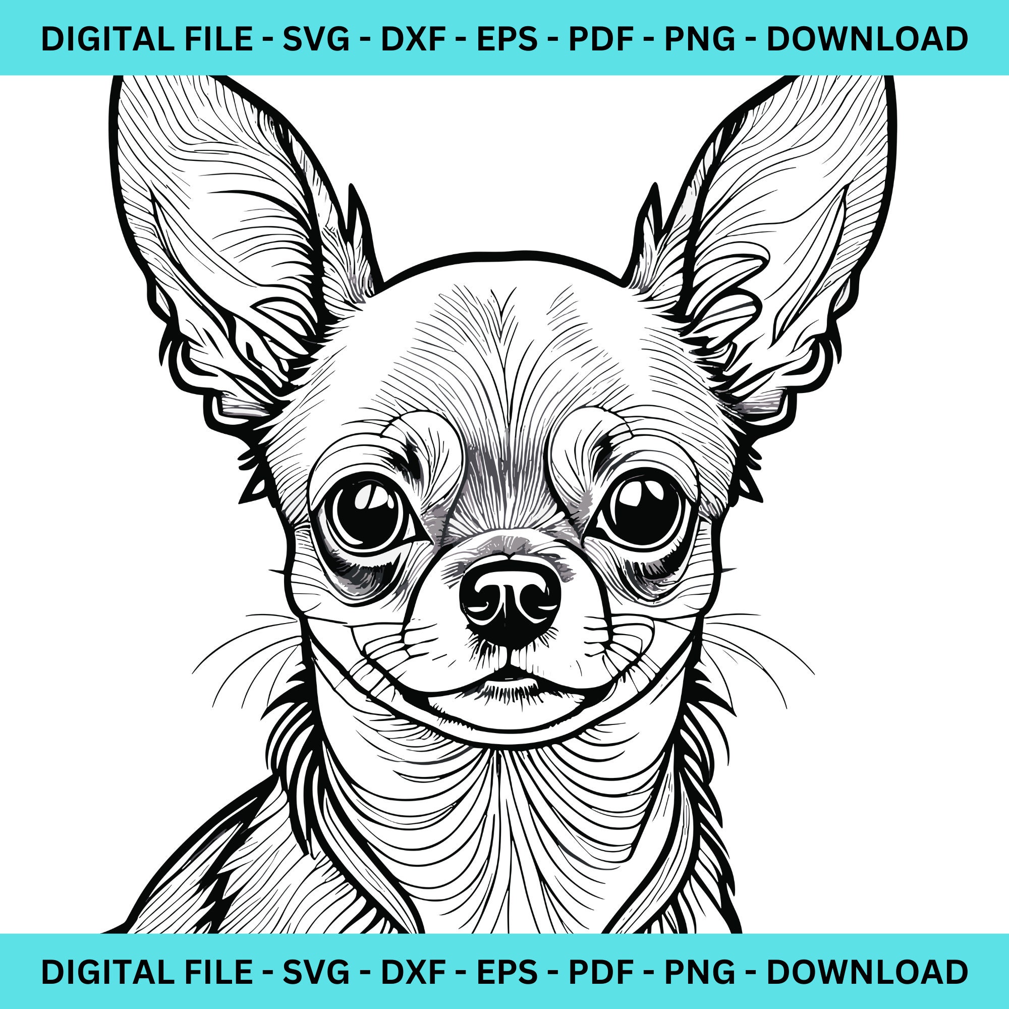 Chihuahua Dog Face Digital Files Svg, Dxf, Eps, Png, Pdf Pet Breed Vector Ideal for Crafting and ...