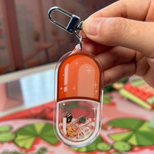 Cozy Happy Pill Acrylic Shaker Keychains [Preorder Now - 4 to 5 Weeks Processing]