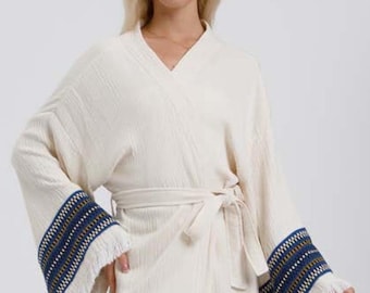 Bata bohemia de algodón turco: Kimono natural
