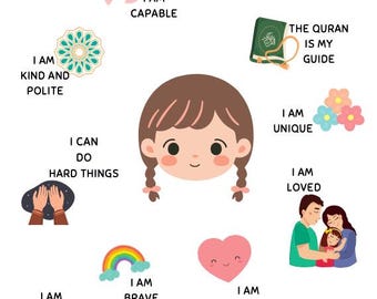 Póster de afirmaciones islámicas para niños: Decoración de habitaciones para niñas (Descarga digital)