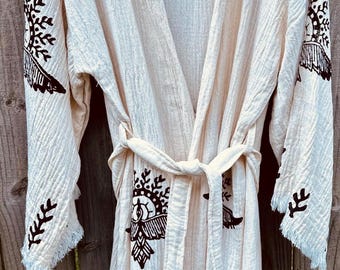 Bata turca de algodón: Kimono de muselina con alas