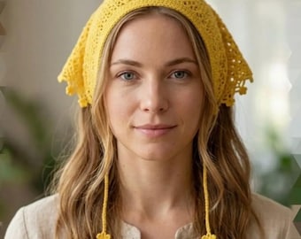 Diadema de ganchillo, accesorios para el cabello hechos a mano, pañuelo tejido a mano, bufanda turca hecha a mano, color crema.