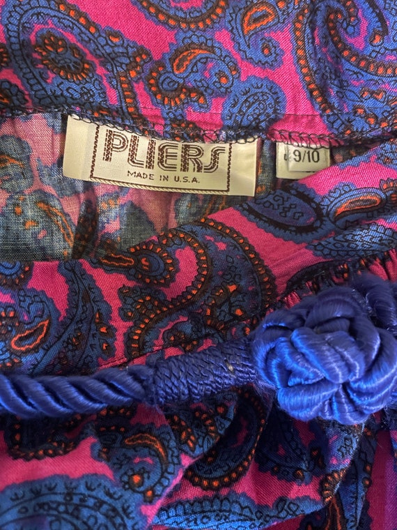 Vintage 1980s Piers Paisley Midi Skirt with Blue … - image 5