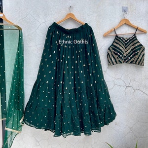 Beautiful Green Lehenga Choli For Women Designer Partywear Ghagra Choli Indian Bridemaids,Mahendi Lehenga Indian Wedding Bridal Lengha Choli