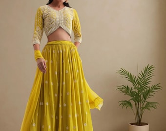 Haldi Special Simple And Unique Yellow Lehenga Choli For Wedding Party Reception Wear Lehnga Choli With Dupatta Bridesmaid Traditional Dress