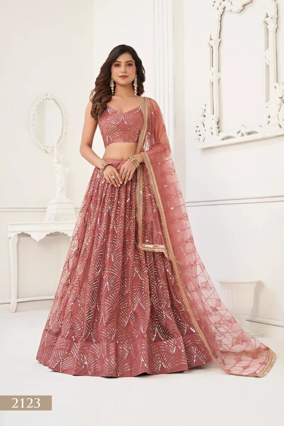 Indian Treditional Lehenga Choli Party Wear Ghaghra Choli Ready to Wear Lengha Choli Guest Wear Net Lehangha Choli Brown Reception Lengha Etsy