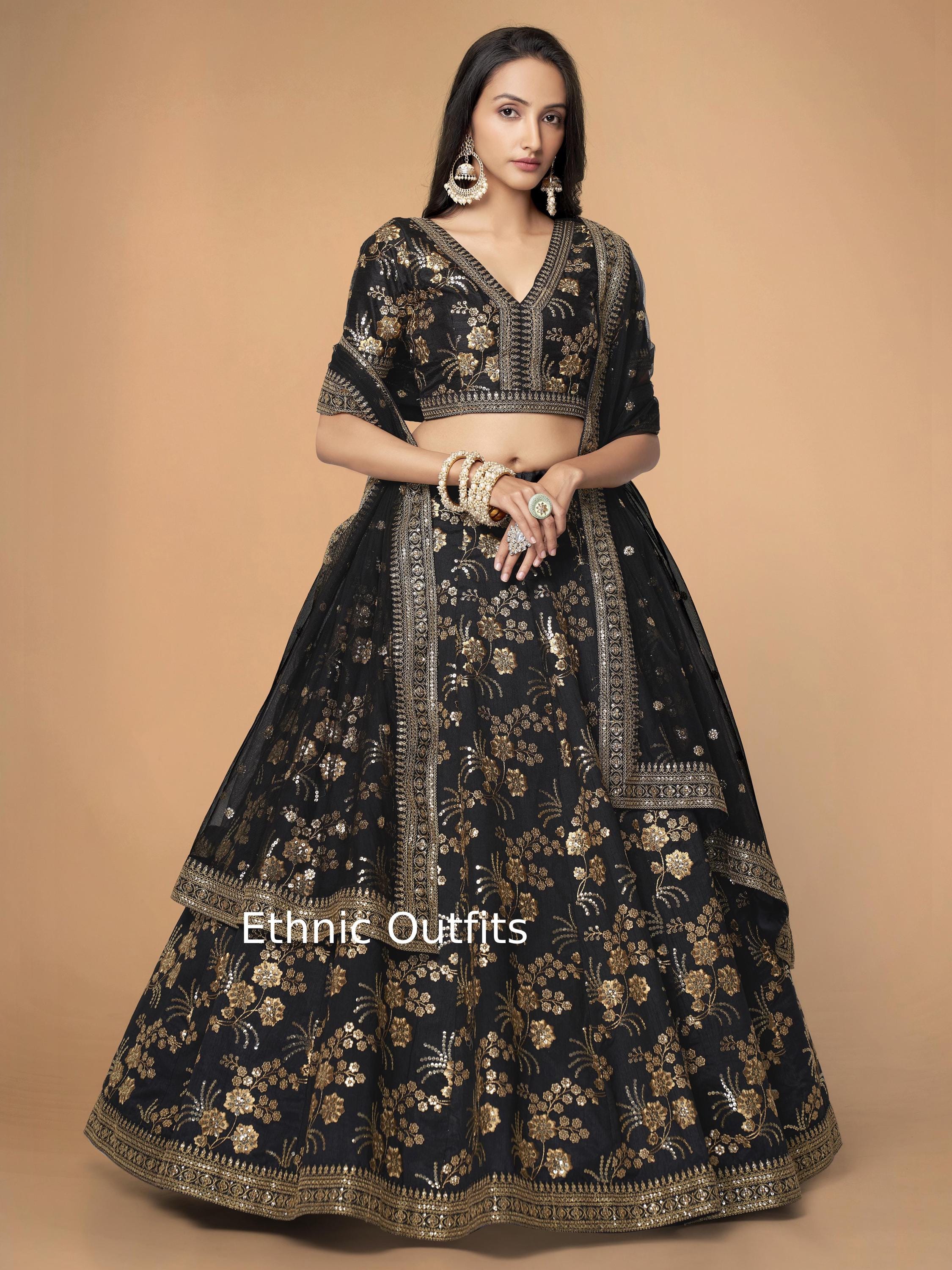 Amazing Black Lehenga Choli For Women Bridesmaids Ready To Wear Lahengas Bollywood Style Silk Ghagra Choli Set Reception,Sangeet Wear Outfit