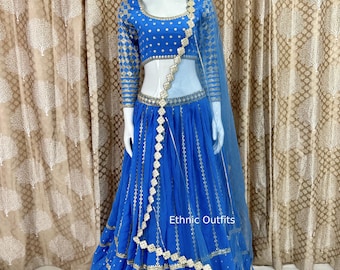 Blue Ruffle Lehenga Choli For Women Designer Wedding Party Wear Ready To Wear Ghagra Choli Sangeet Wear Lehngas Reception Wear Chaniya Choli