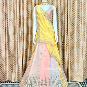 Multi Color Sequence Thread Embroidery Work Lehenga Choli Festivel Lehanga Choli Reception Wear LenghaCholi Indian Outfits Ethnic Wear Legha