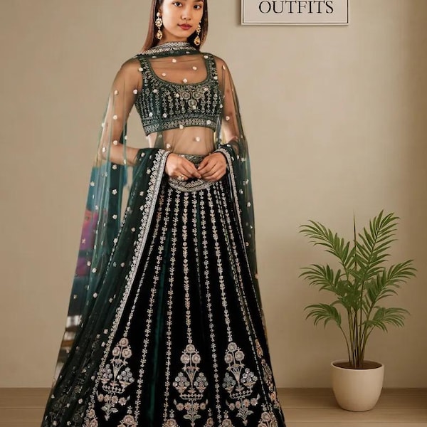 Indian Wedding Green Lehenga Choli For Women Party Wear Chaniya Choli Briedsmaids Ready To Wear Ghagra Choli Reception,Mehendi Wear Lehengas