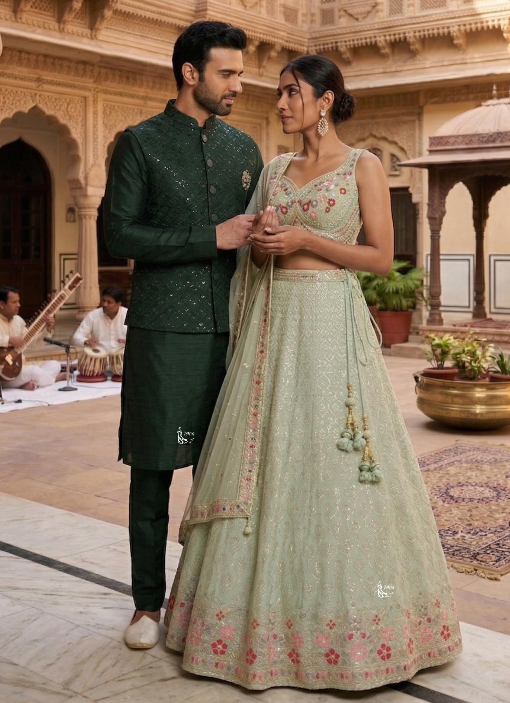 couple party wear dresses indian Groom Dress Wedding Couple Traditional Reception Dress Marriage Indo  Western Engagement Engagement Couple Matching Dress Indian