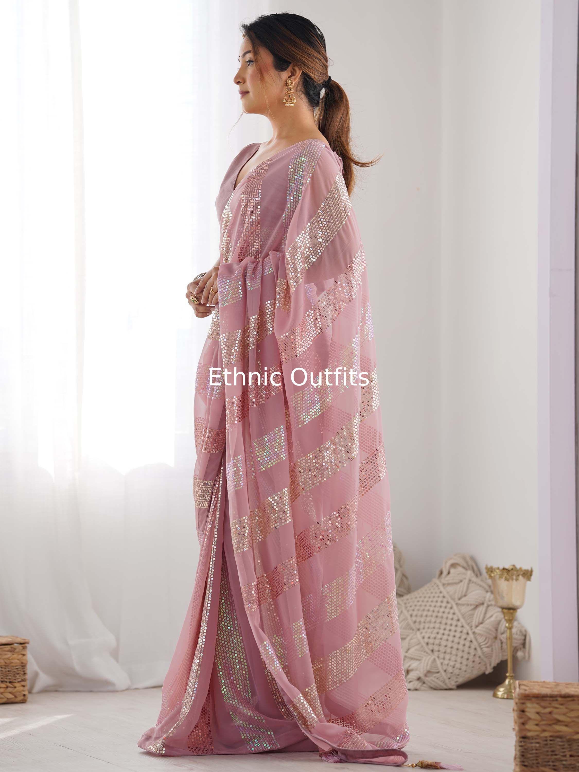 Elina fashion Sari da donna in georgette sintetica ricamata, sari etnico indiano, con camicetta, Multicolore 1, Taglia Unica Elina fashion Sari da donna in georgette sintetica ricamata, sari etnico indiano, con camicetta, Multicolore 1, Taglia Unica