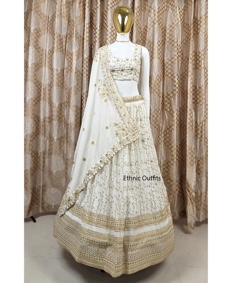 green emerald velvet dress VIVIANNA Ivory Bridal Lehenga Set