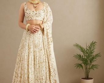 White Color Party Wear Lehenga Choli Ready to Wear Lengha Choli Indian Wedding Lahenga Choli Function Lahanga Choli Custome Made lehnga