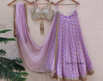 Classic Lavender Lehenga Choli For Women PartyWear Lengha Choli Wedding Chaniya Choli Ready to Wear Lahanga Choli Sangeet Wear Ghagra Choli