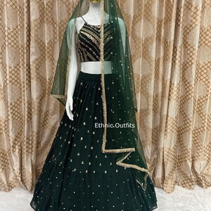 Green Ruffle Style Lehenga Choli Custome Made Indian Outfits Party Wear lehnga  Choli Ready to Wear Lahenga Choli Bridal Lehanga Choli