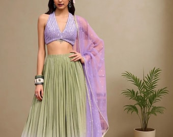 Lehenga Choli clásico para mujer, ropa festiva para bodas indias, lehengas para fiestas, ghagra choli para ceremonias de mehendi, lehenga choli para recepciones.