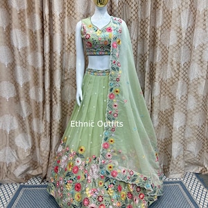 Bollywood Style Pista Green Lehenga Choli For Women Bridesmaids Ready Made Ghagra Choli Indian Wedding Party Wear Lahengas Traditioanl Wear