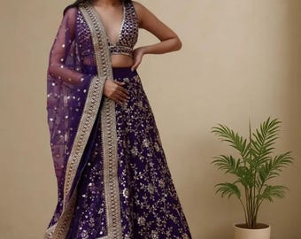 Designer purple reception lehenga choli party wear function lehenga choli customemade lehenga choli embroidery style lengha cholu readymade