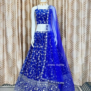 Royal Blue Designer Lehenga choli lehenga for women Sangeet Function Ready to Wear lehnga choli Custome made lengha choli Party Wear lehanga