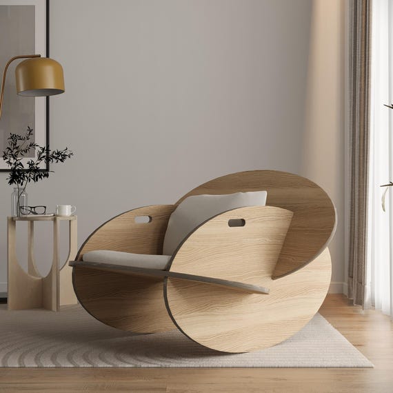 Foldable Wooden Rocking Chair – Tool-Free Plywood Lounge Seat