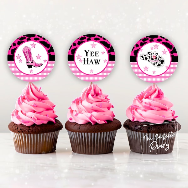 Western Cupcake Toppers, Cowgirl Cupcake, Cupcake Instant Download, Cowgirl Party Decor, Cowgirl Birthday, Ranch Birthday Party, Rodeo Party