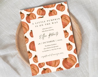 Pumpkin Baby Shower Invitation: Editable Fall Theme (PDF)