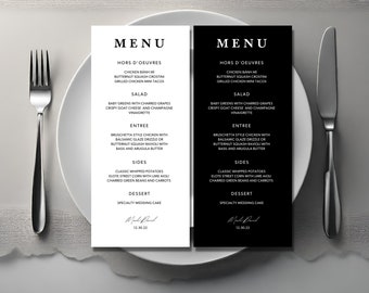 wedding menu template, menu card, reception dinner menu editable, minimalist wedding, modern wedding menu, DIY printable menu, calligraphy