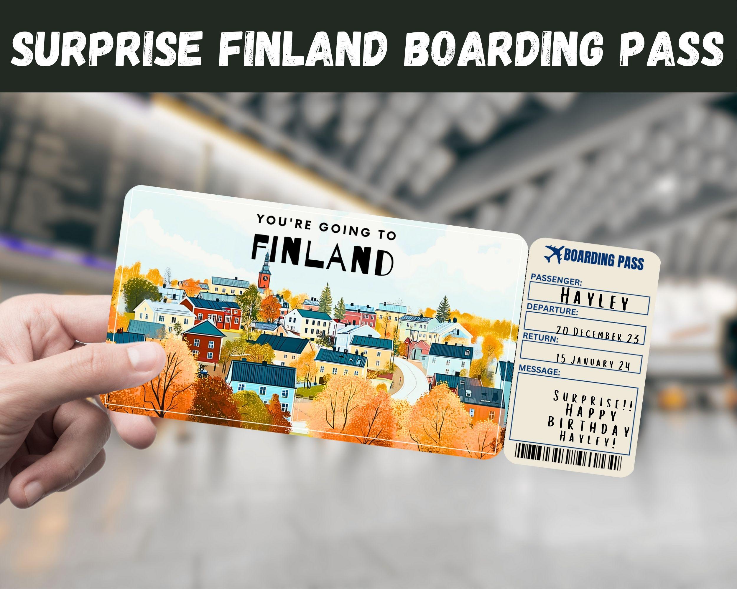 Finland Trip Boarding Pass: Surprise Travel Gift (printable) - Etsy