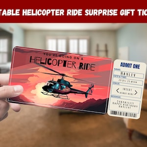 Verrassingscadeau voor helikoptervlucht - je gaat op HELIKOPTERRIT - afdrukbaar, pas, bewerkbaar, instant, reis print uitnodiging