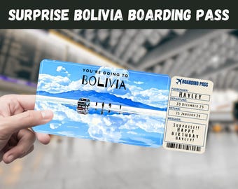 Bolivia Surprise Trip Ticket: Editable Boarding Pass (Instant Download)