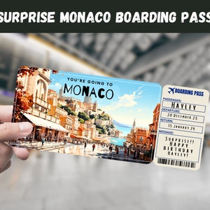 Monaco Reise Überraschungsgeschenk Ticket - Sie gehen nach MONACO - Printable, Flug, Bordkarte, bearbeitbar, Sofort Download, Reisedruck
