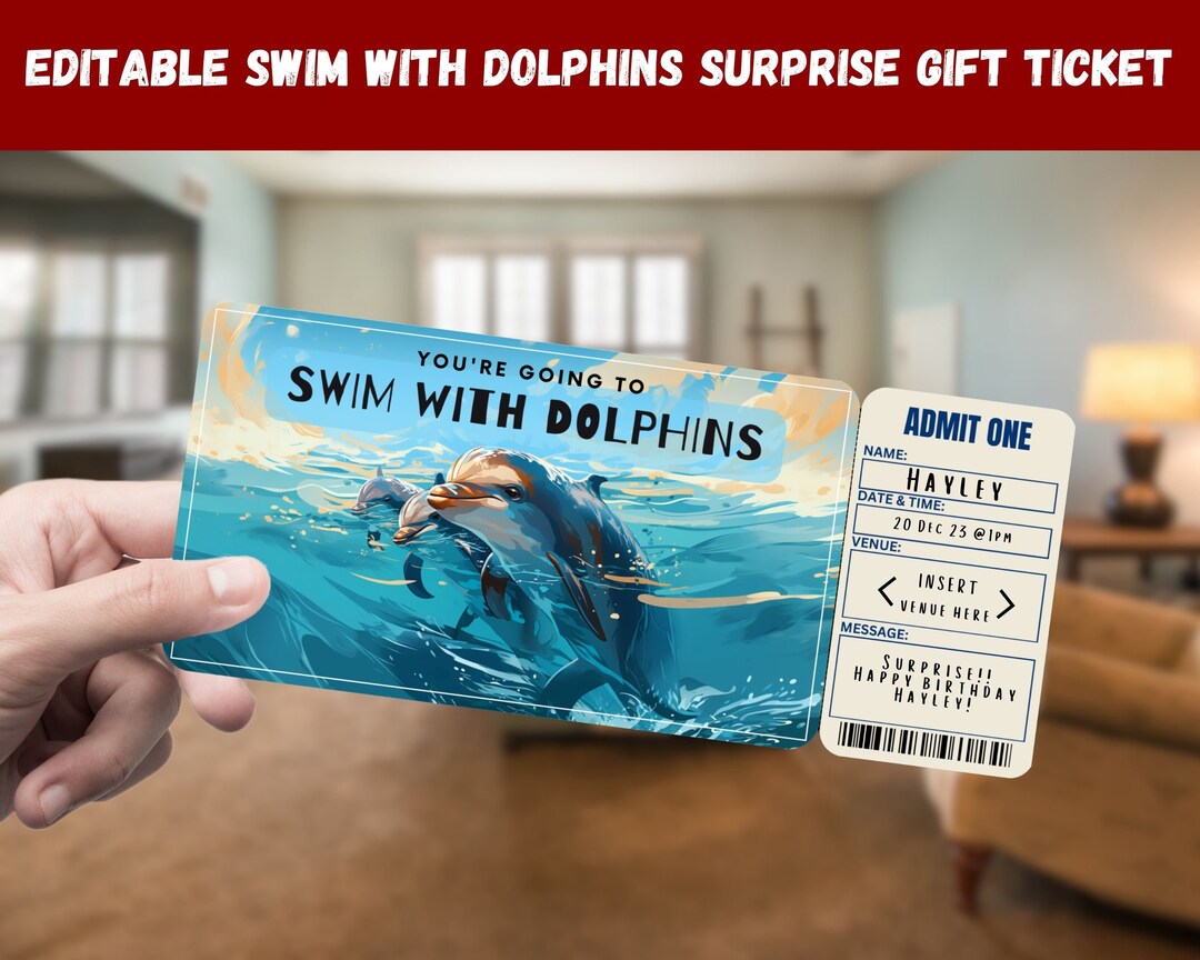 Swim With Dolphins Surprise Gift Ticket Youre Going to SWIM WITH ...