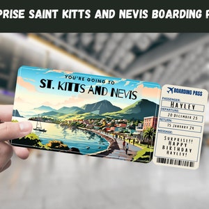 St. Kitts und Nevis Trip Surprise Gift Ticket - Sie gehen nach St. Kitts und Nevis - Printable, Flug, Bordkarte, Reisedruck