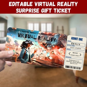 Virtuelle Realität Überraschungsgeschenk-Karte - Sie werden VIRTUAL REALITY VR erleben - Printable, Pass, Editable, Instant Print Einladung