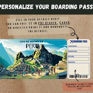 Peru Trip Surprise Gift Ticket You're Going to PERU, Flight, Boarding