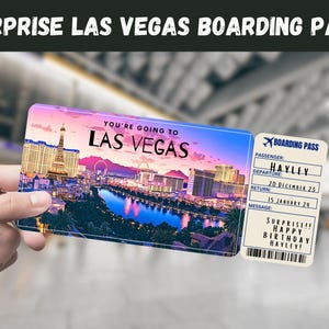 Las Vegas NV USA Trip Surprise Gift Ticket - You're Going to Las Vegas - Printable, Flight, Boarding Pass, Editable, Instant, Travel Print