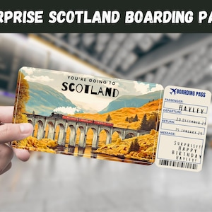 Schottland Reise Überraschungsgeschenk Ticket - Sie gehen nach SCHOTTLAND, Flug, Bordkarte, bearbeitbar, Sofort Download, Reisedruck